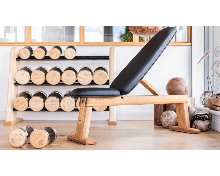 WeightBench Chêne Cuir Noir